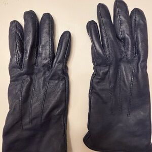 Navy Lined Leather Gloves